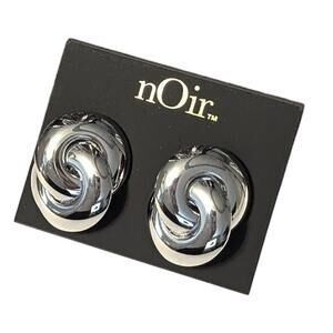 nOir Silver Tone Twisted Knot Earrings